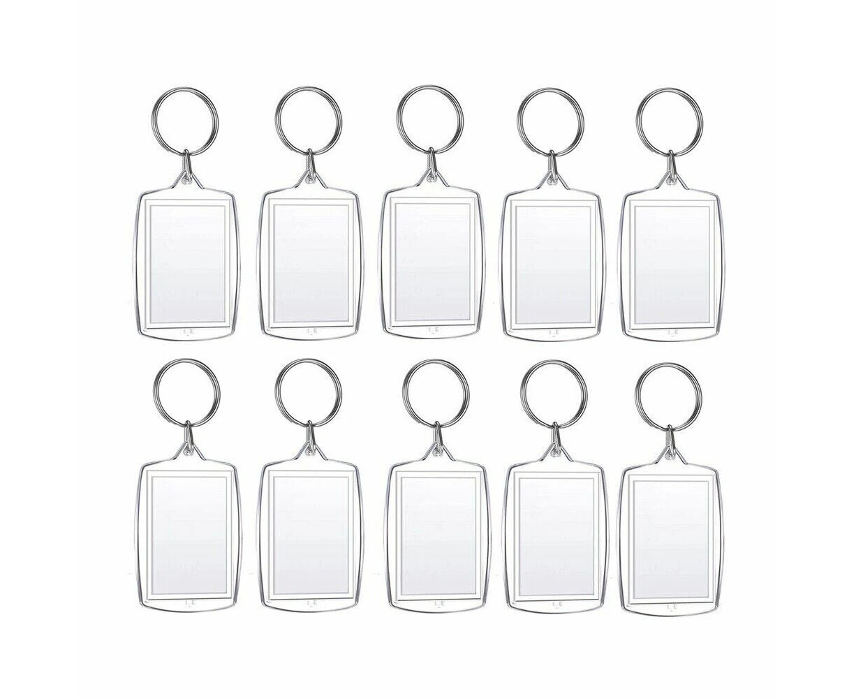 10pcs Keyring Clear Acrylic Photo Key Chain Picture Frame Blanks DIY Rings Gifts