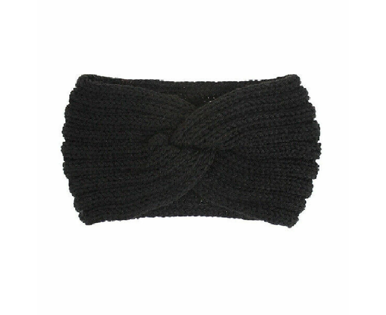 Knitted Headband Women Crochet Winter Ear Warmer Hairband Headwrap - Black