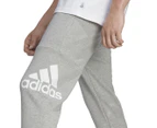 Adidas Men's Essentials French Terry Tapered Cuff Logo Pants / Tracksuit Pants - Medium Grey Heather