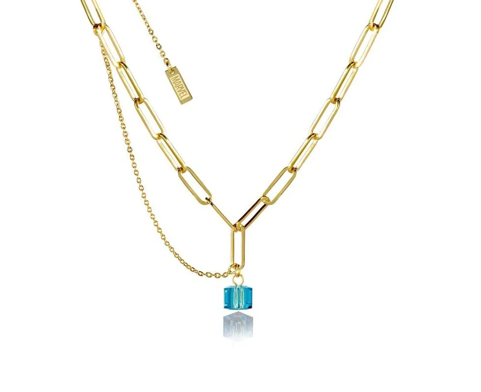 Marvel Couture Kingdom - Tesseract Crystal Necklace Yellow Gold