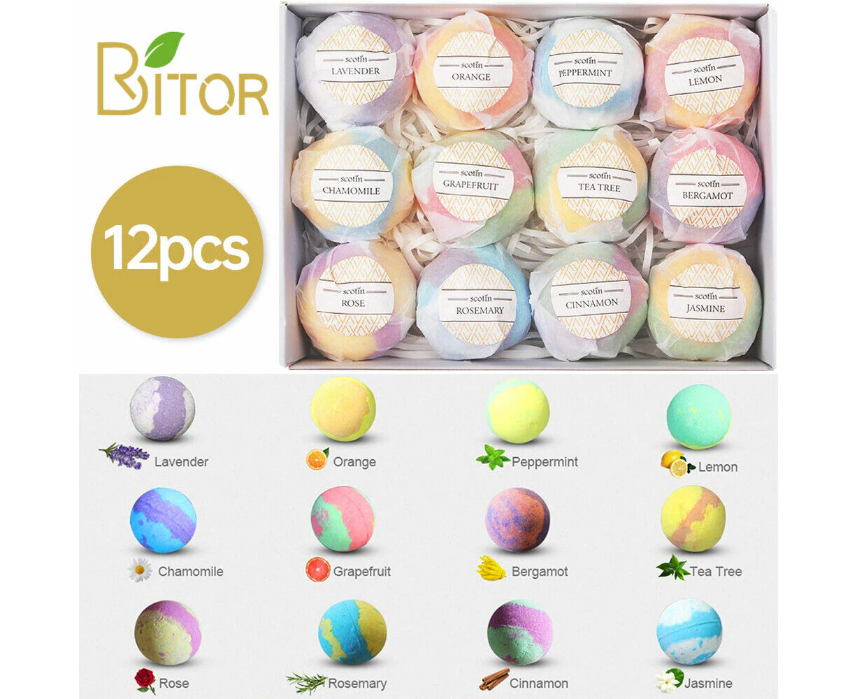 Bath Bombs Gift Set Handmade Fizzy Organic Bubble Bath Bombs 12 Pcs