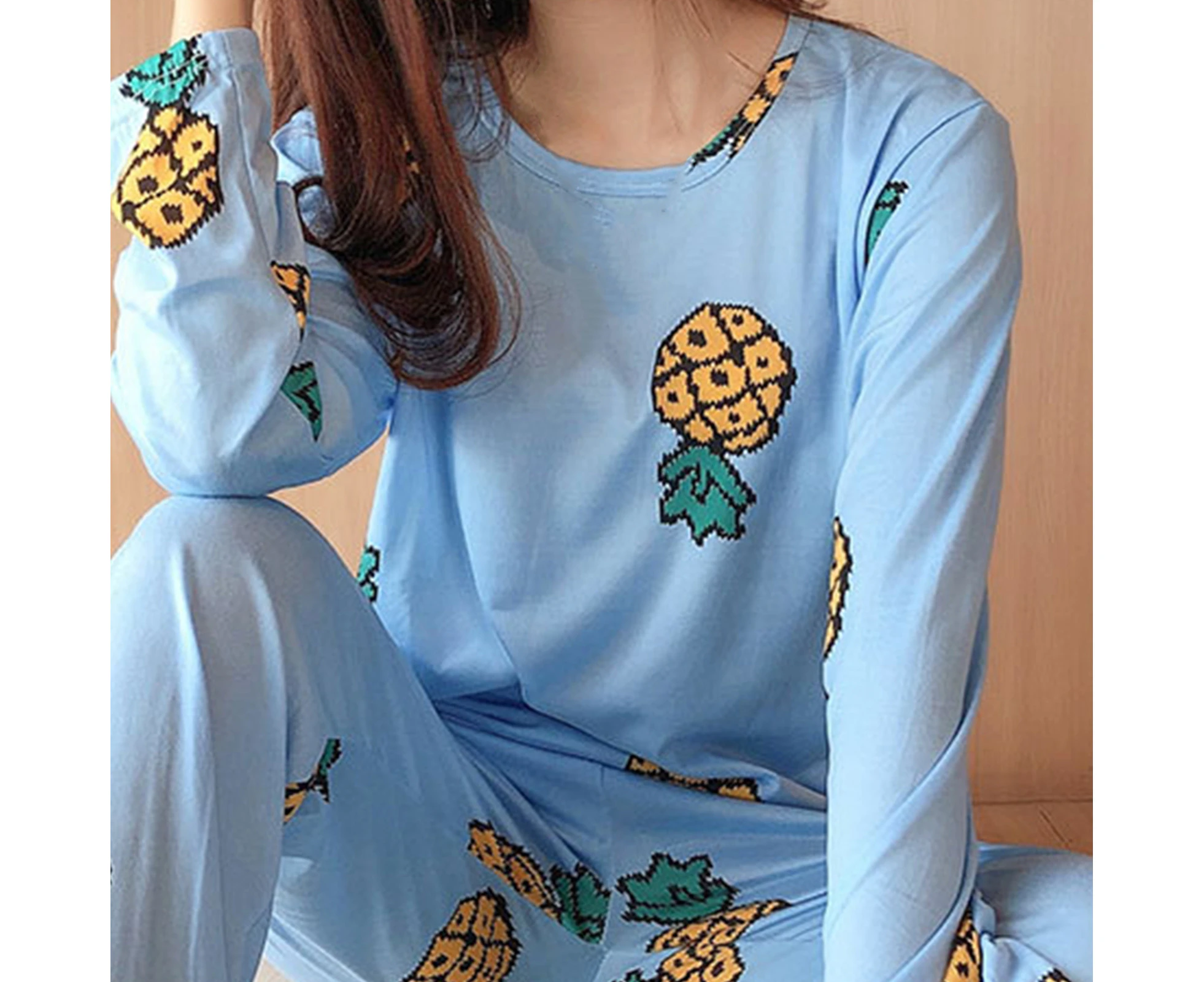 1Set Winter Pajamas Set Comfortable Soft Cartoon Patterns Cute Pink Radish Women Pajamas Set for Daily Wear