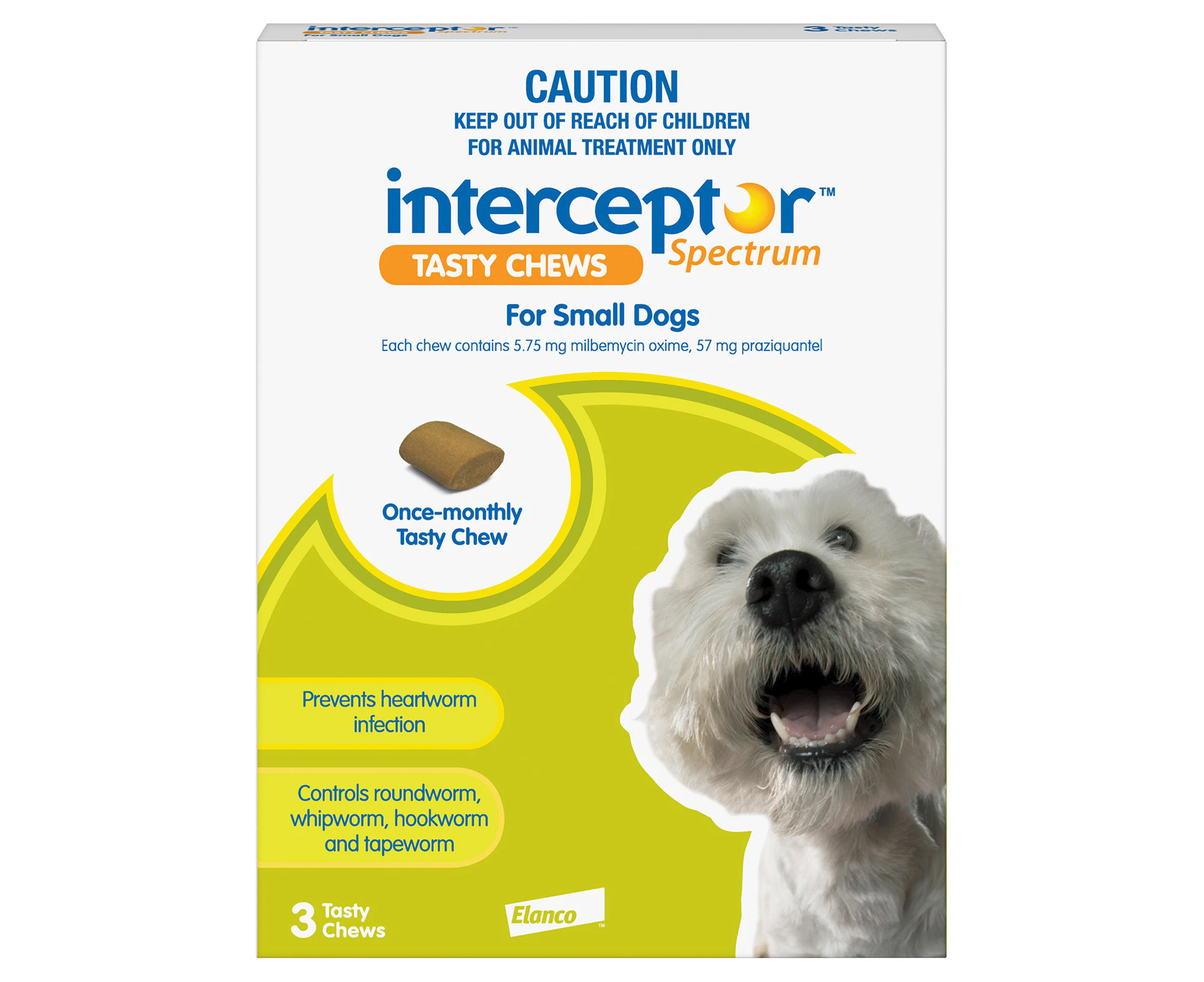 Interceptor Spectrum Tasty Chews For Small Dogs 4 To 11Kg (Green) 3 Chews