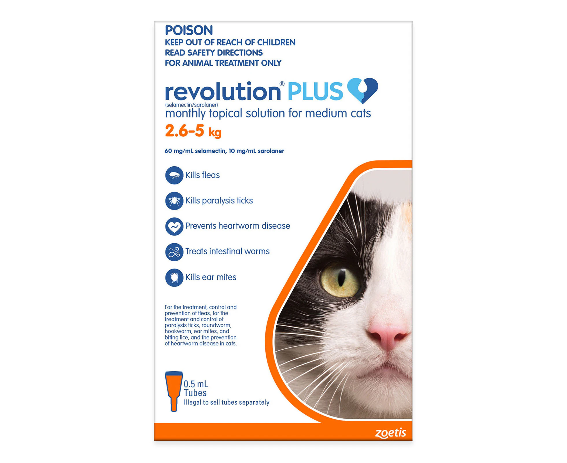 Revolution Plus for Medium Cats 2.5 to 5 Kg (Orange) 3 Pipettes