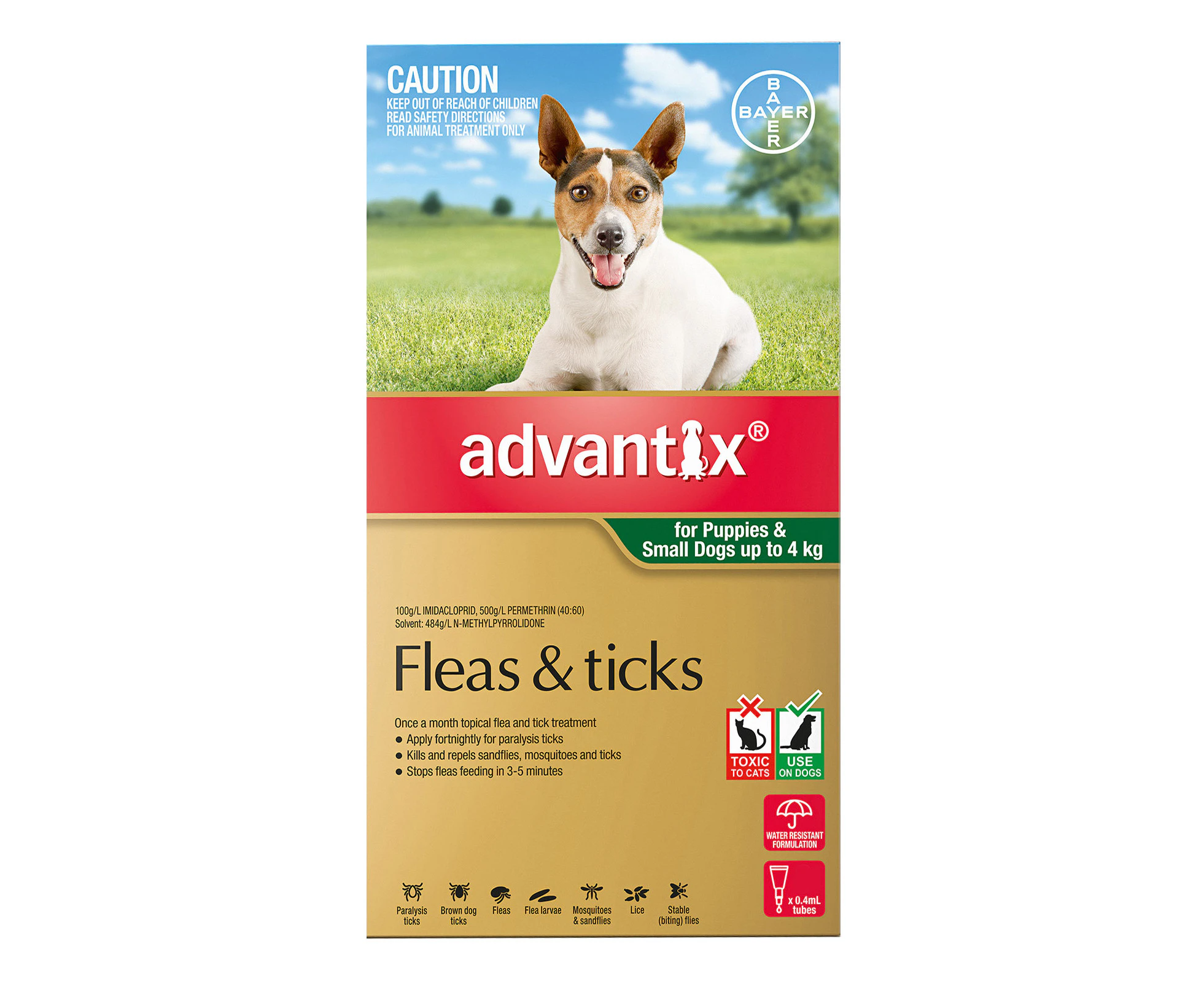 Advantix For Small Dogs & Pups Up To 4Kg (Green) 6 Pack