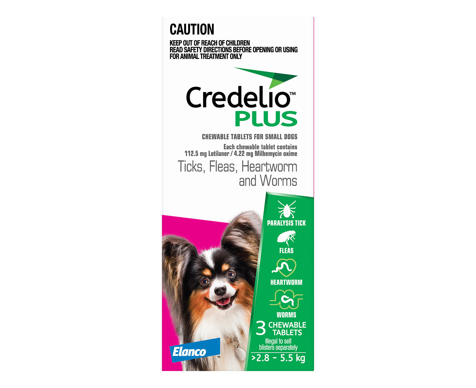 Credelio Plus For Small Dogs 2.8 to 5.5 Kg PINK 3 Pack