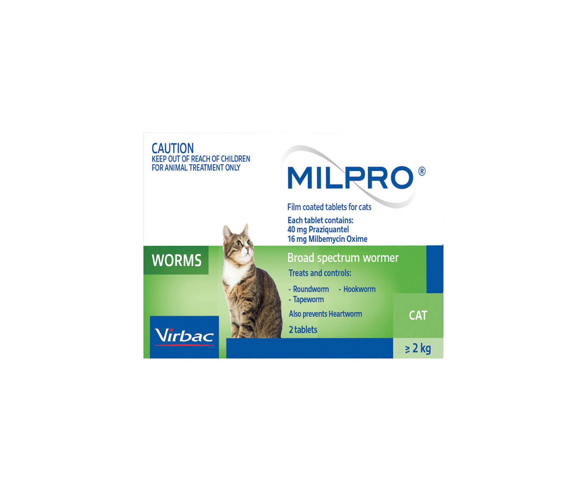 Milpro Allwormer For Cats Over 2 Kg 2 Tablets