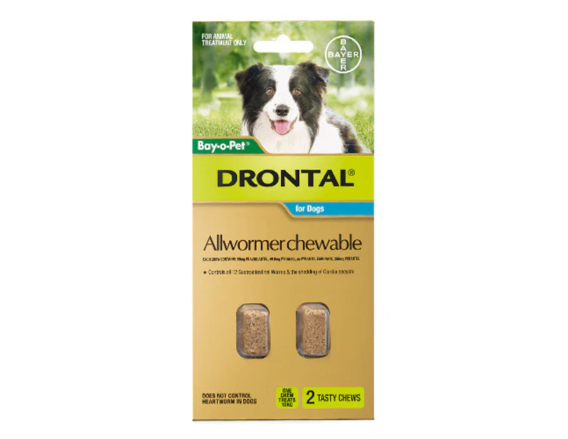 Drontal Allwormer Chewables For Dogs Up To 10Kg (AQUA) 2 Chews