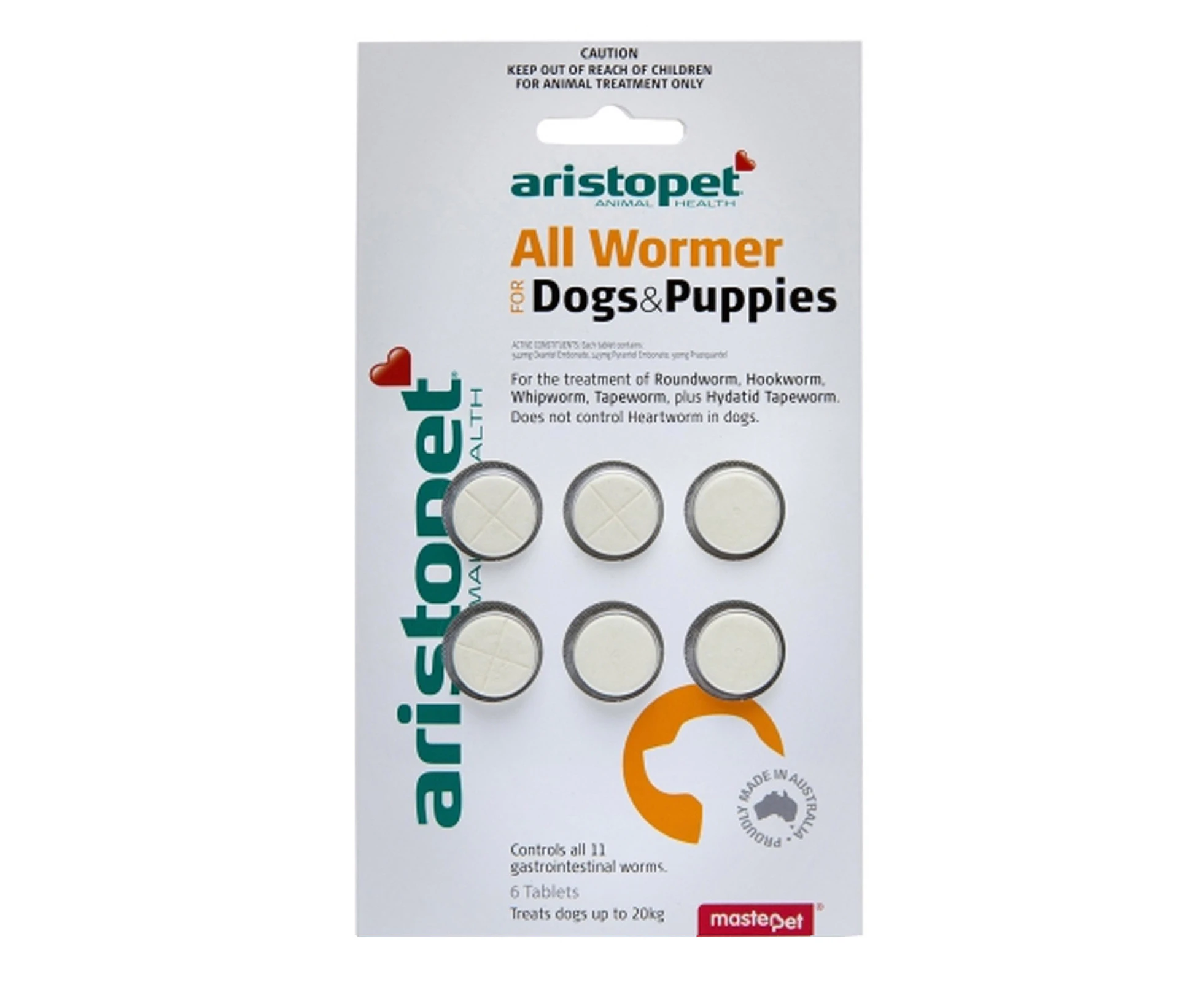 Aristopet Allwormer For Dogs and Puppies 10 Kg 6 Tablets