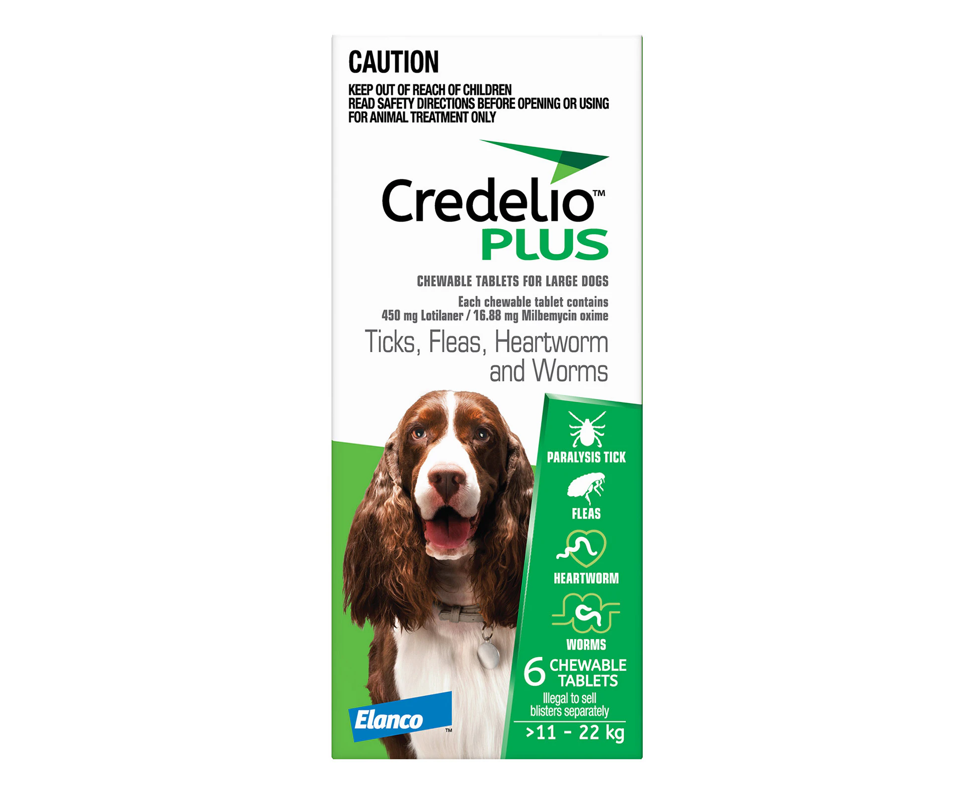 Credelio Plus For Large Dogs 11 to 22 Kg GREEN 6 Pack