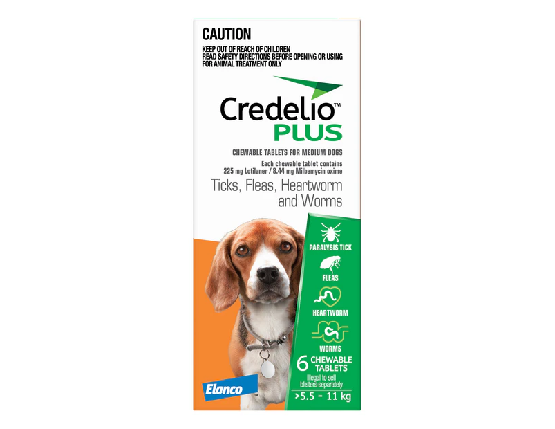 Credelio Plus For Medium Dogs 5.5 to 11 Kg ORANGE 6 Pack