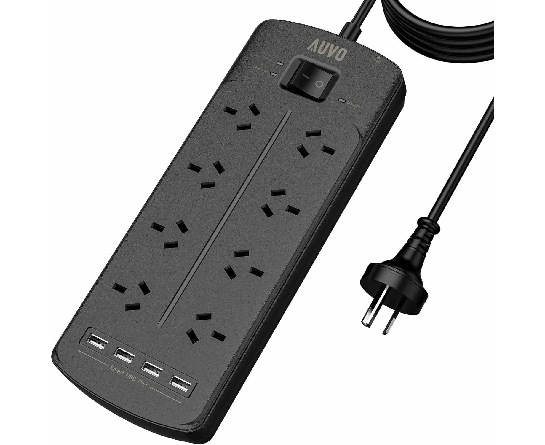 Power Strip with 8 AC Outlets and 4 USB Charging Ports 2400W/10A 525 Joules