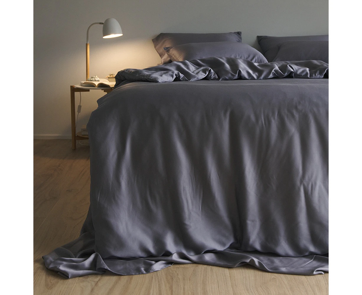 Eucalyptus Vegan Silk Duvet Cover - Double - Charcoal