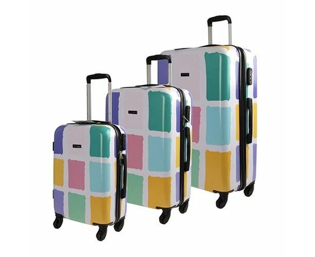 Luggage Set 3  Suitcase Lock ABS 4 Wheels 50/60/70 NonExpandable White Coloured