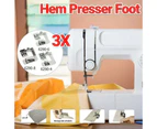 3Pcs Wide Rolled Hem Hemmer Foot For Domestic Sewing Machines Snap On Presser Au