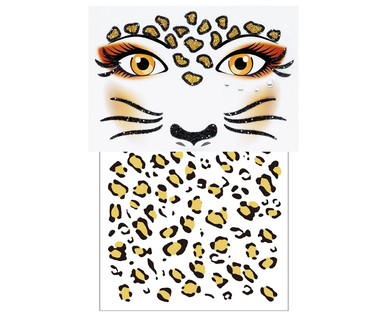 2pcs face leopard print tattoo stickers