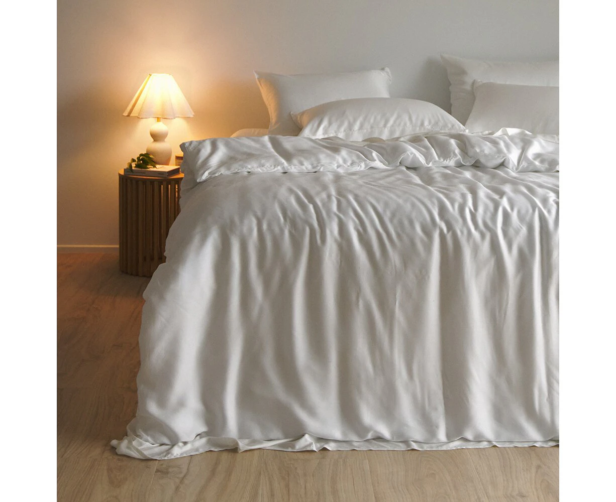 Eucalyptus Vegan Silk Duvet Cover - Double - White