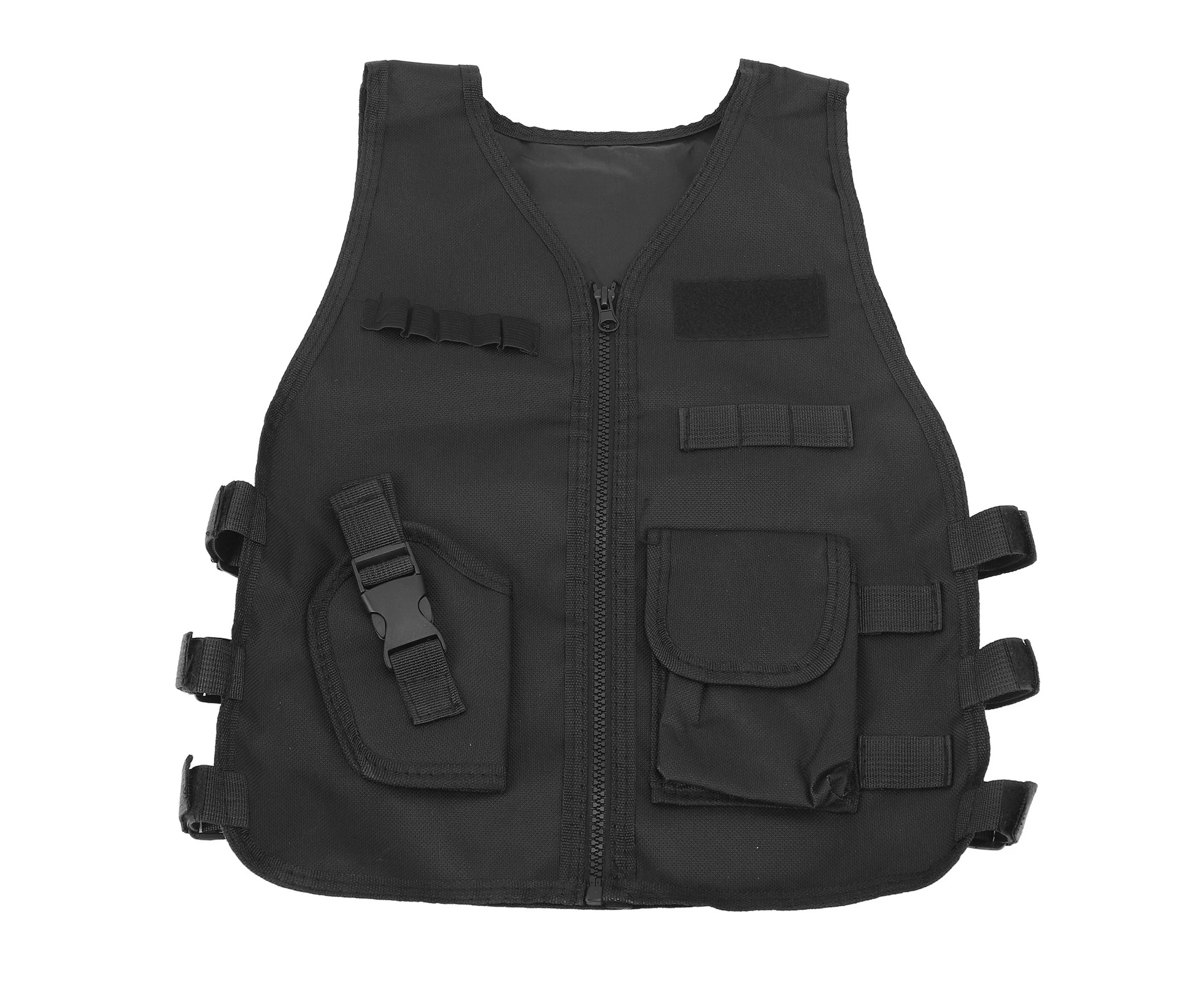 Kids Shooting Vest Breathable Security Guard Training Military Vest Adjustable Outdoor Children Training Protective Vest Black L