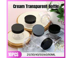 10pcs Wide Mouth Plastic Jars Black Lid Transparent Skin Care Cream Containers