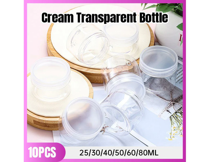 10pcs Transparent Wide Mouth Plastic Jars with Cap Skin Care Cream Containers