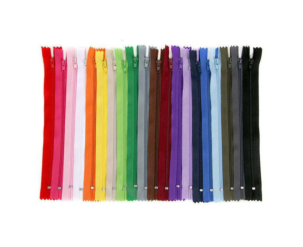 20PCS Closed End Nylon Zippers Tailor Sewer DIY Craft Sewing 20CM   - Black