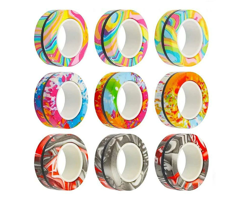 Magnetic Ring Finger Spinner Rainbow Fidget Sensory Autism Anxiety ADHD Stress