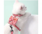 Big bow plaid cat chain with traction rope; cat escape-proof rope.