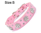 Cute flower rhinestone cat dog collar Shiny collar PU leather collar