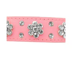 Cute flower rhinestone cat dog collar Shiny collar PU leather collar