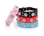 Cute flower rhinestone cat dog collar Shiny collar PU leather collar