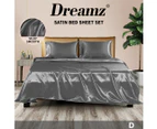 Dreamz Silky Satin Sheets Fitted Flat Bed Sheet King Single Queen Double