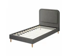 Oikiture Bed Frame Single Size Beds Base Platform Fabric Grey BOB