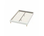 Oikiture Bed Frame Double Size Bed Base White Boucle