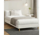 Oikiture Bed Frame Single Size Bed Base White Boucle