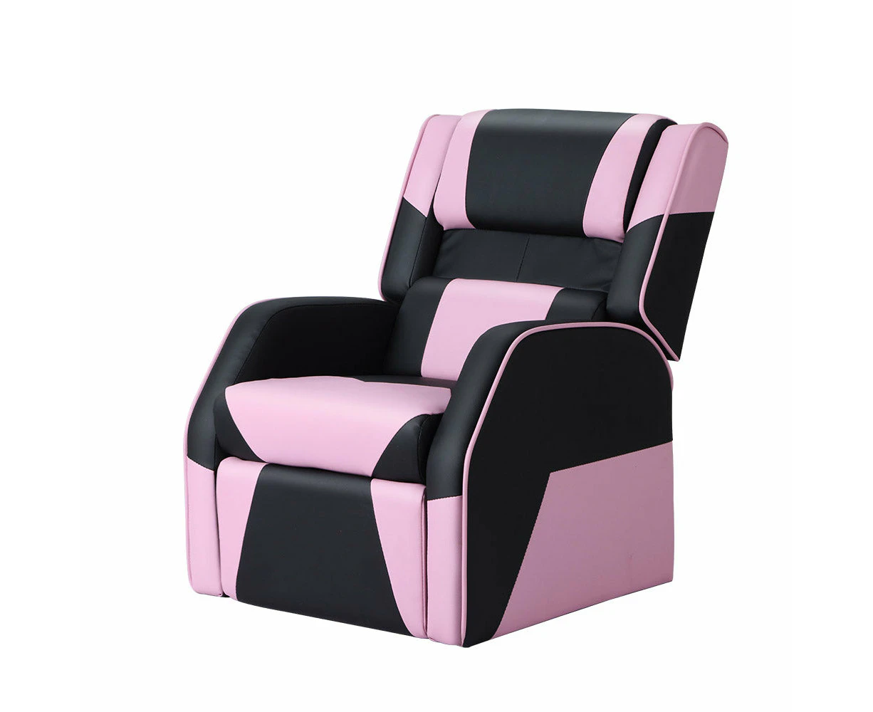 Kids Recliner Chair PU Leather Gaming Sofa Lounge Armchair - Black Pink