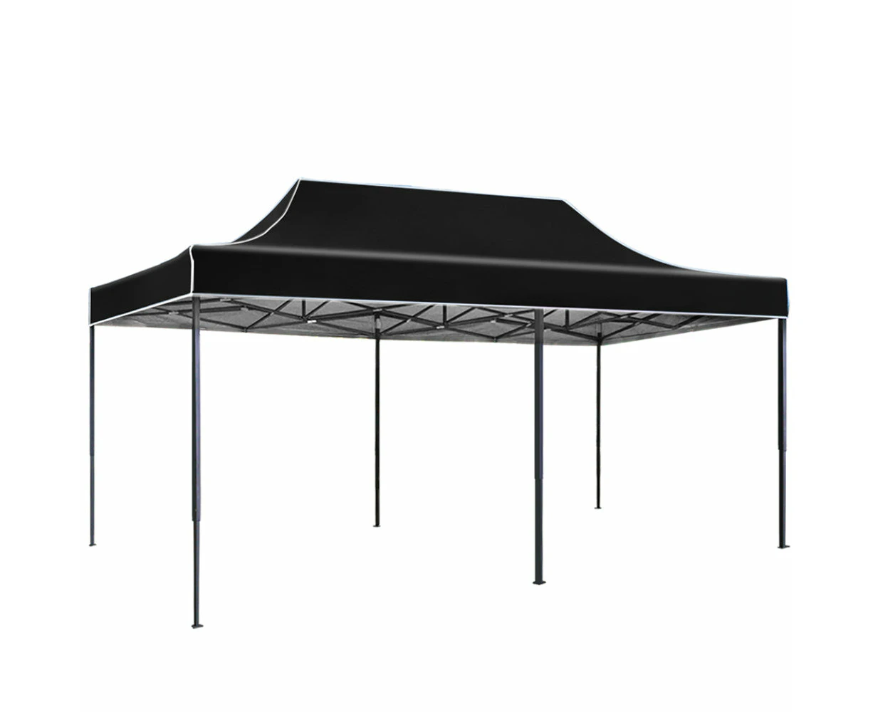 Gazebo Pop Up Marquee Outdoor Folding Tent Shade Black - 3x6m