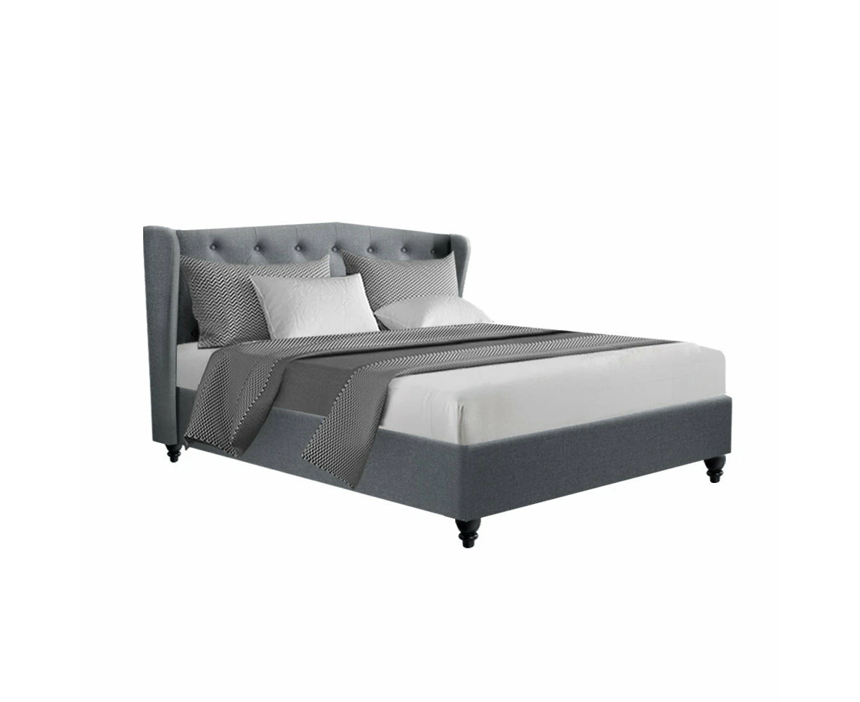 Pier Bed Frame Fabric - Grey Double