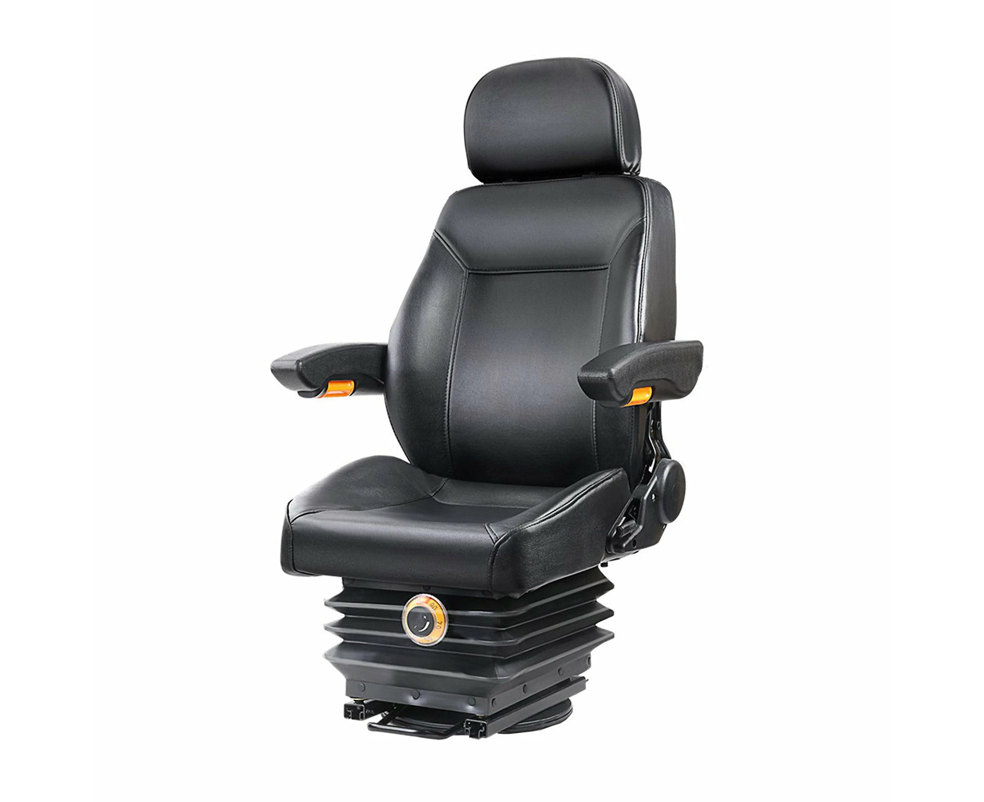 Truck Vehicle Car PU Leather Suspension Tractor Seat - Black