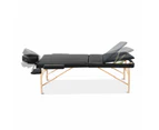 3 Fold Portable Wood Massage Table - Black