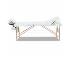 3 Fold Portable Wood Massage Table - White