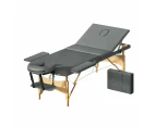 Massage Table Wooden Bed Portable 3 Fold Beauty Therapy Waxing 75CM Grey