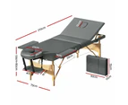 Massage Table Wooden Bed Portable 3 Fold Beauty Therapy Waxing 75CM Grey