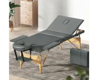 Massage Table Wooden Bed Portable 3 Fold Beauty Therapy Waxing 75CM Grey