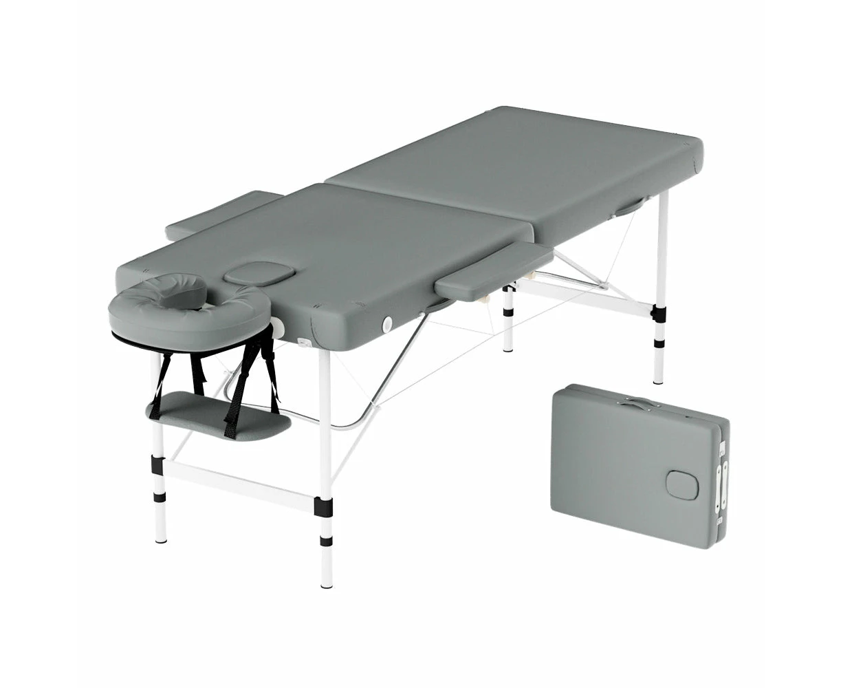 Massage Table Portable Aluminium 2 Fold Massages Bed Beauty Therapy 55cm