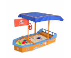 Kids Children Toddler Outdoor Play Canopy Sand Pit - Boat Shaped