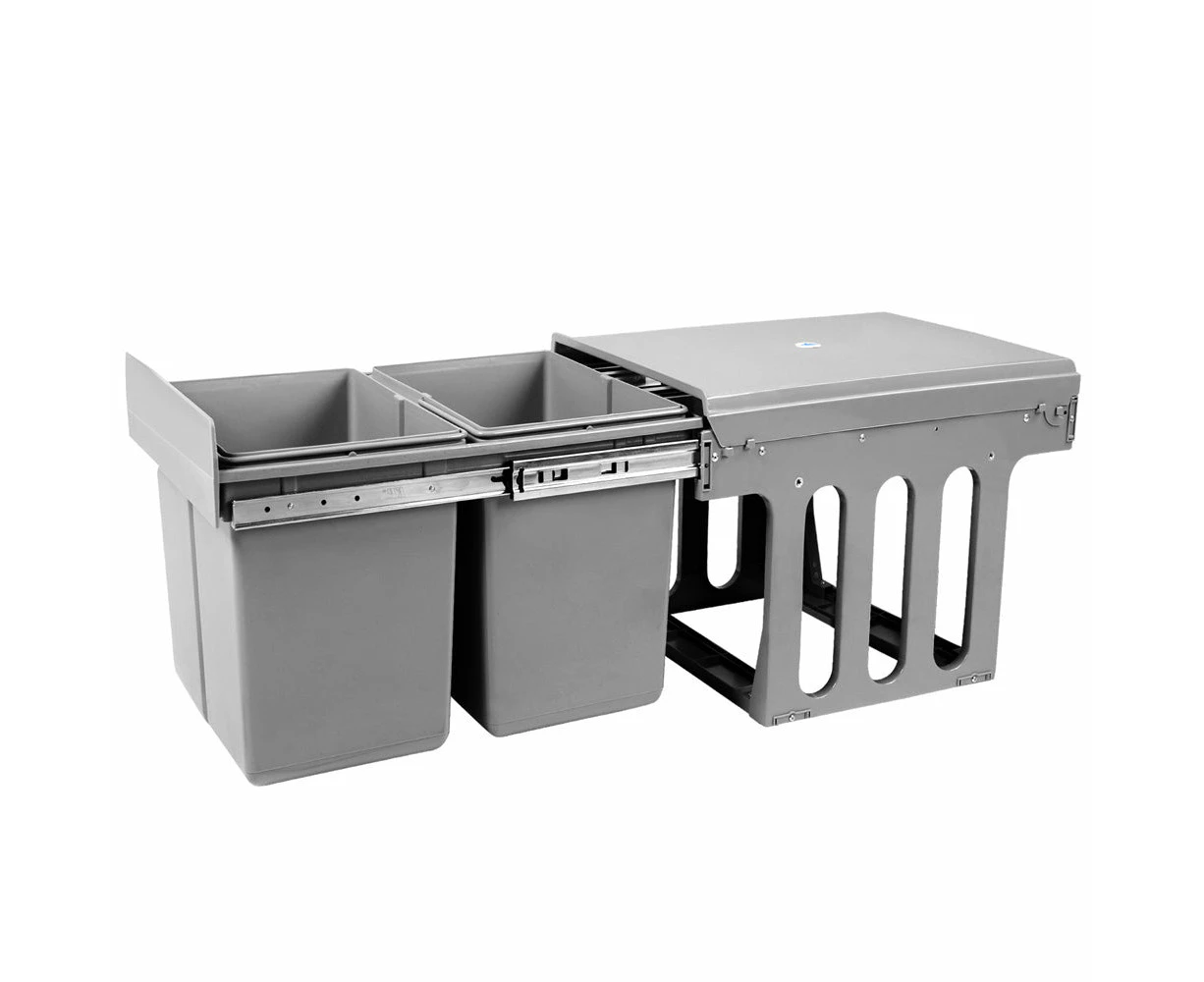 2x15L Pull Out Bin - Grey