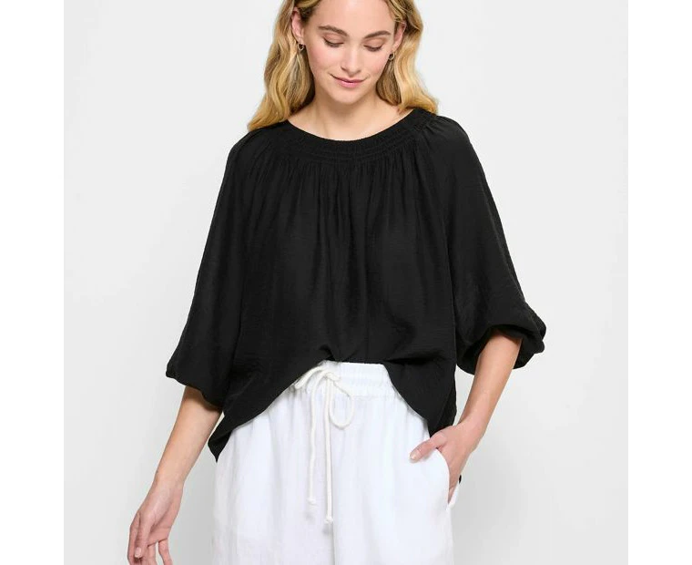 Target Long Puff Sleeve Shirred Neck Blouse