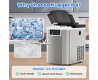 ADVWIN Nugget Ice Maker Countertop Pebble Ice Maker with Soft Chewable Ice Stainless Steel