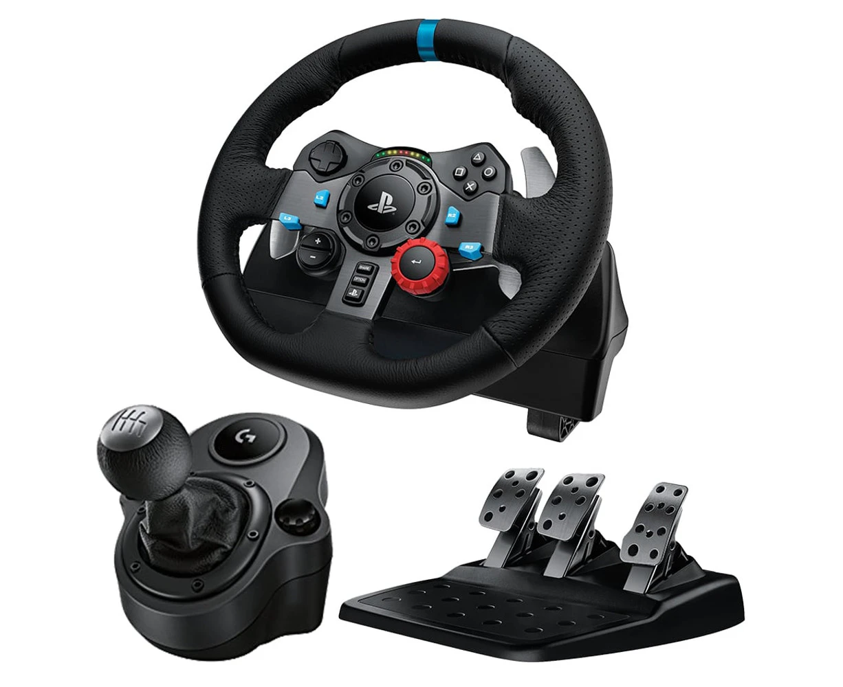 Logitech G29 Driving Force Racing Wheel for PS5, PS4, PC + Logitech Driving Force Shifter