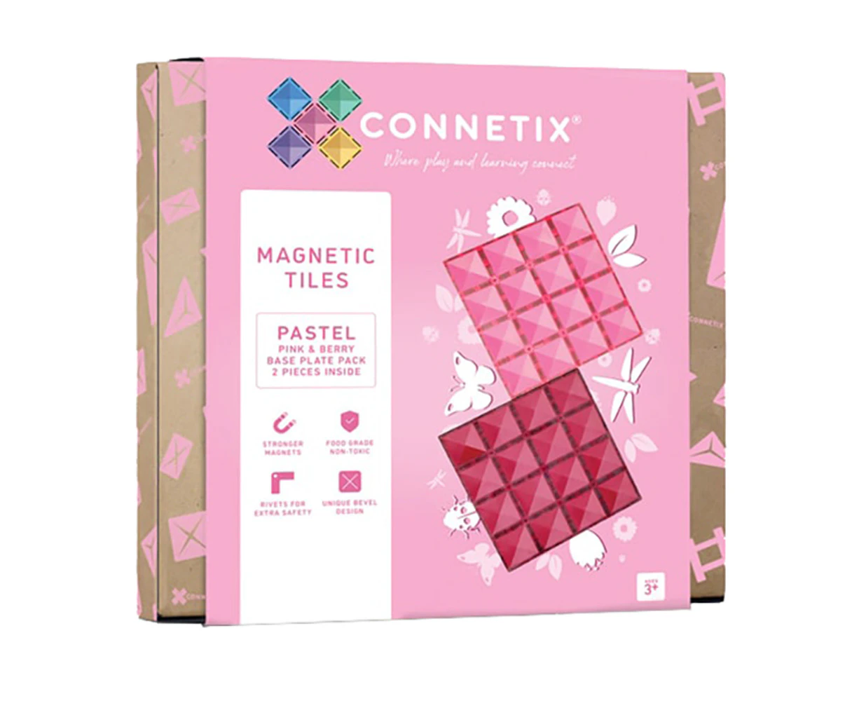 Connetix 2 Piece Pastel Pink and Berry Base Plate Pack